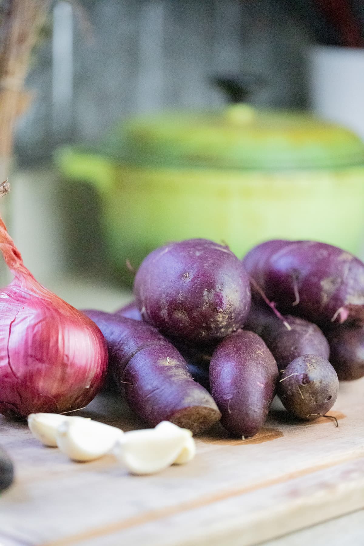 ingredients for purple sweet potato soup