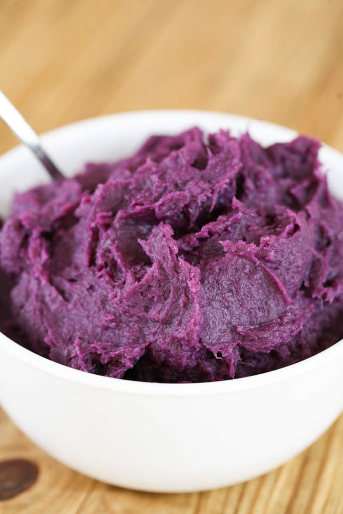 mashed purple sweet potatoes ready for serving
