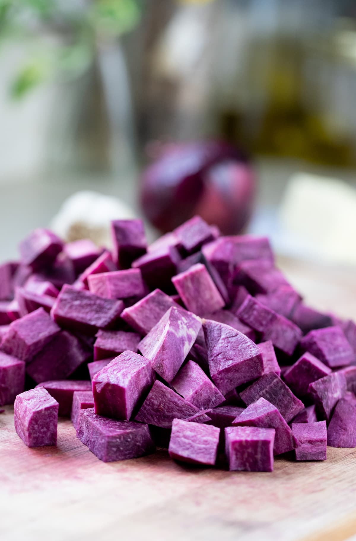 diced purple sweet potatoes