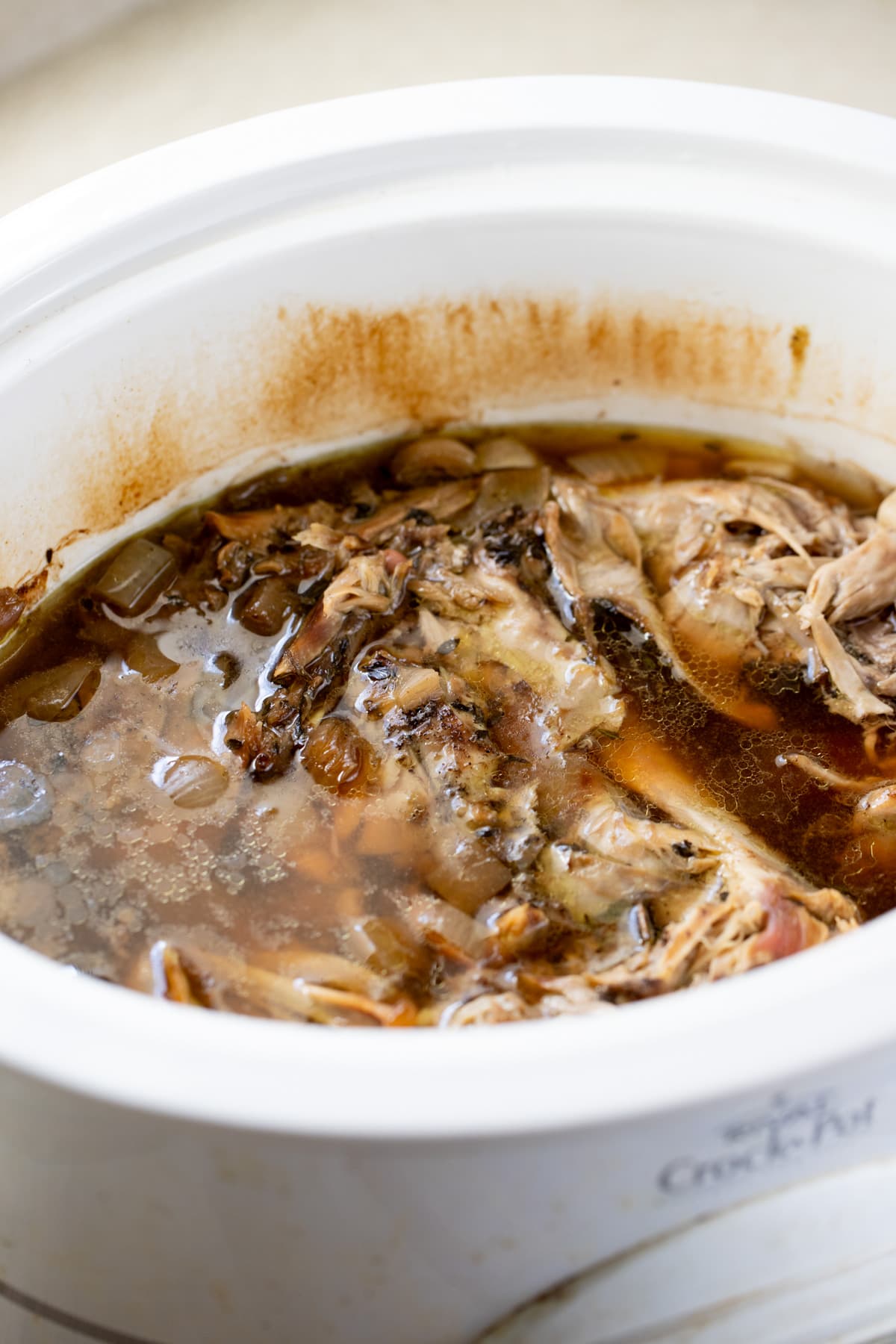 slow cooked rabbit in the crockpot