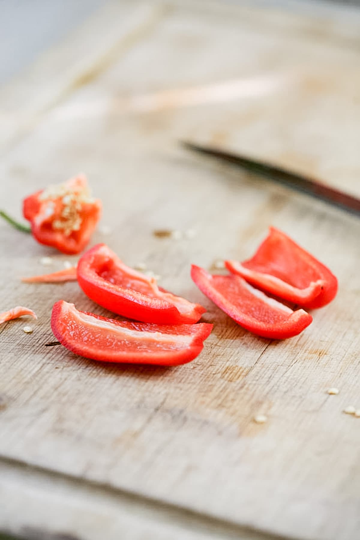 quartering the peppers