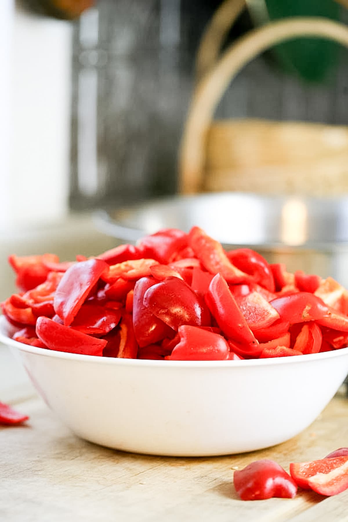 bell peppers ready for roasting