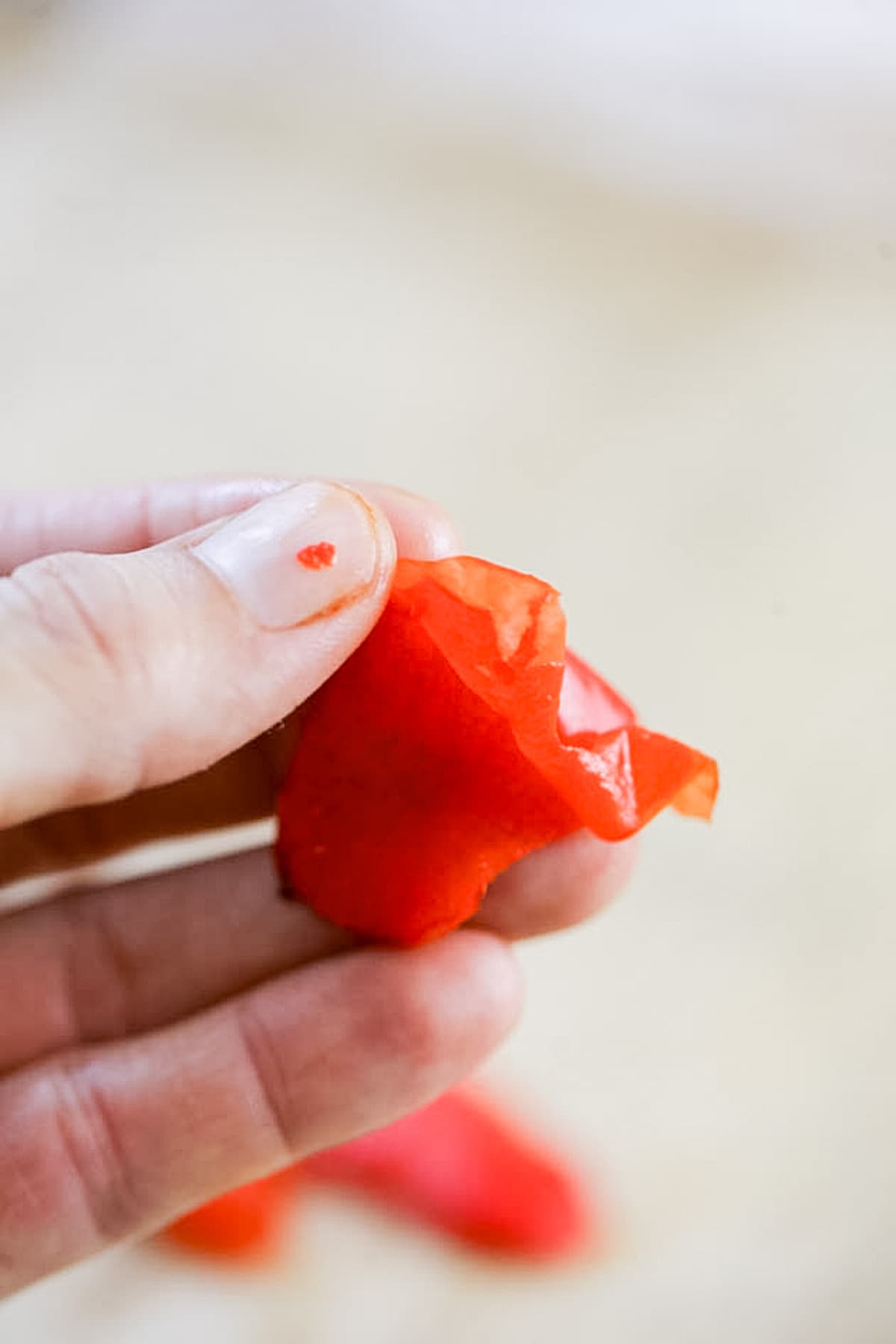 peeling the peppers