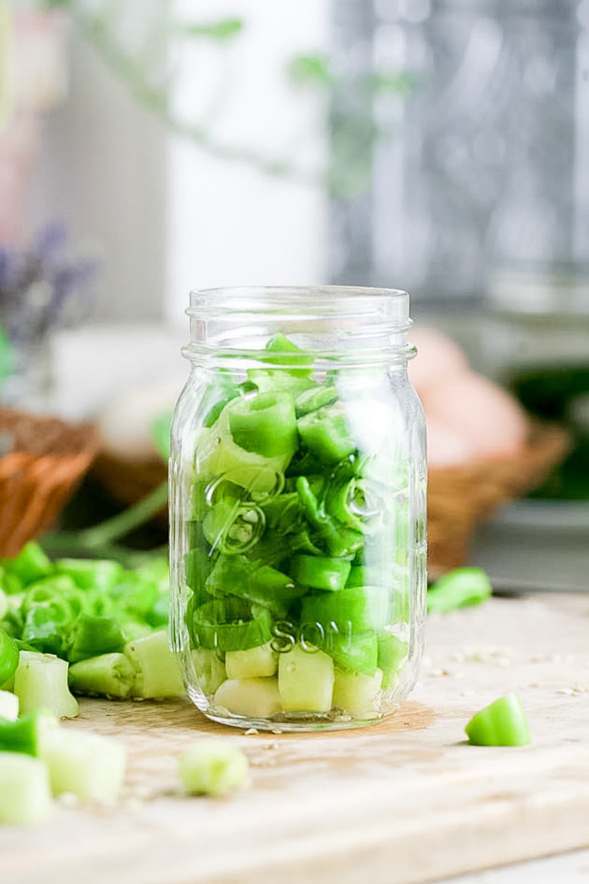 a jar packed with hot peppers