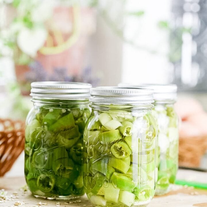 jars with hot peppers ready to be processed