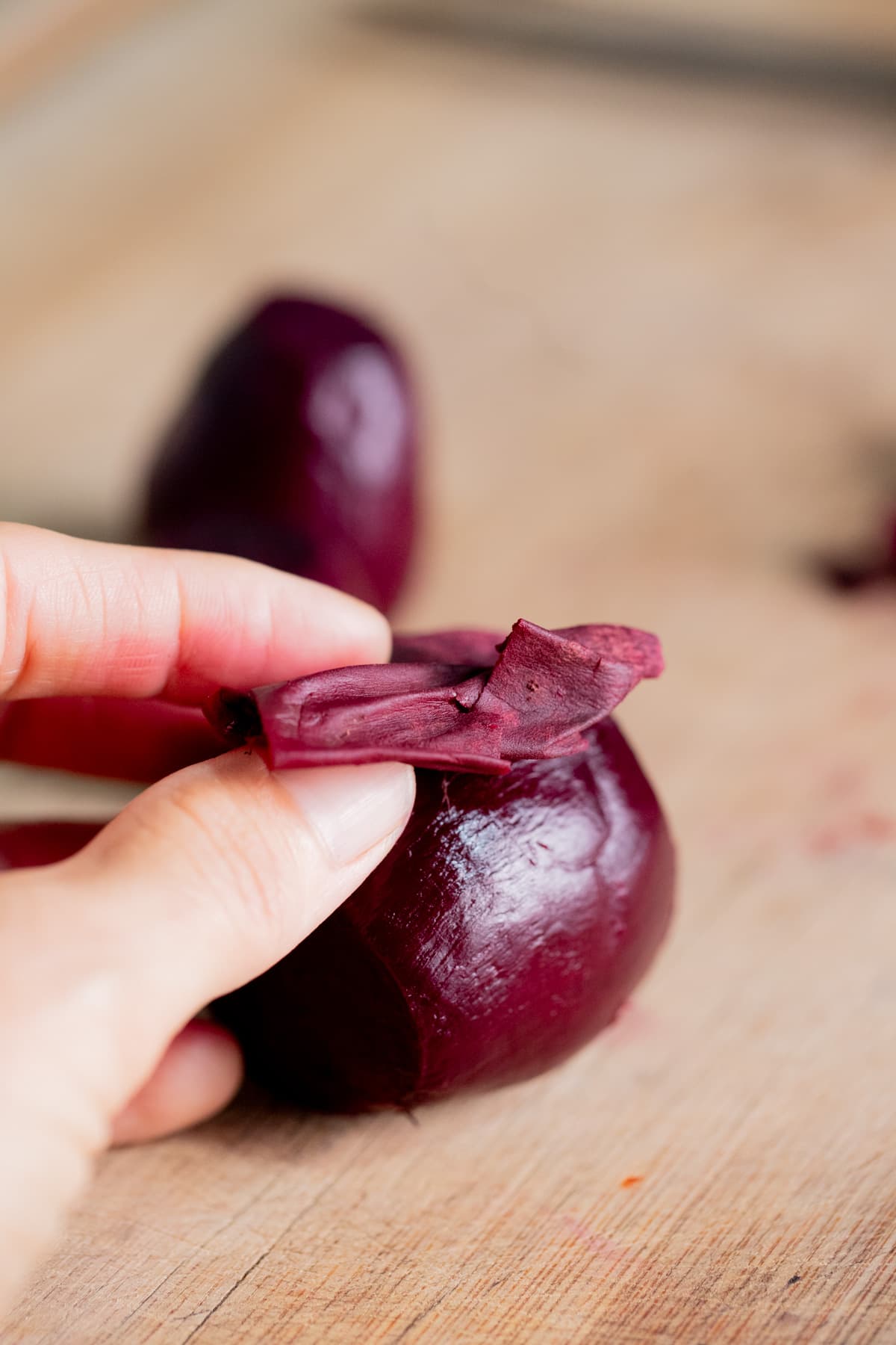 peeling the beets