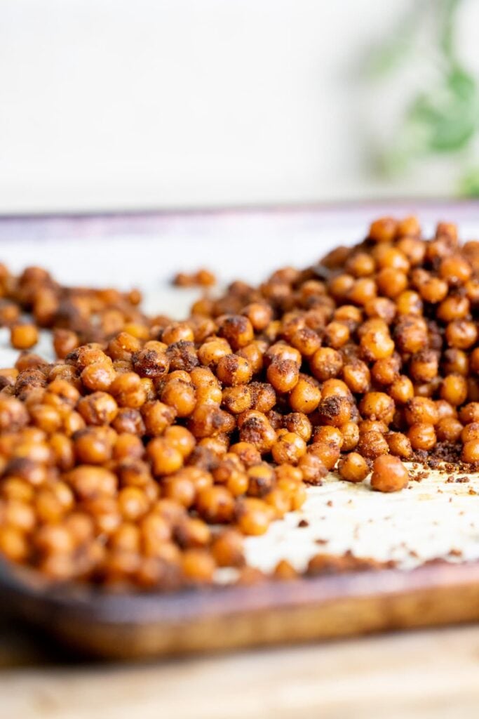 chickpeas cooling after roasting