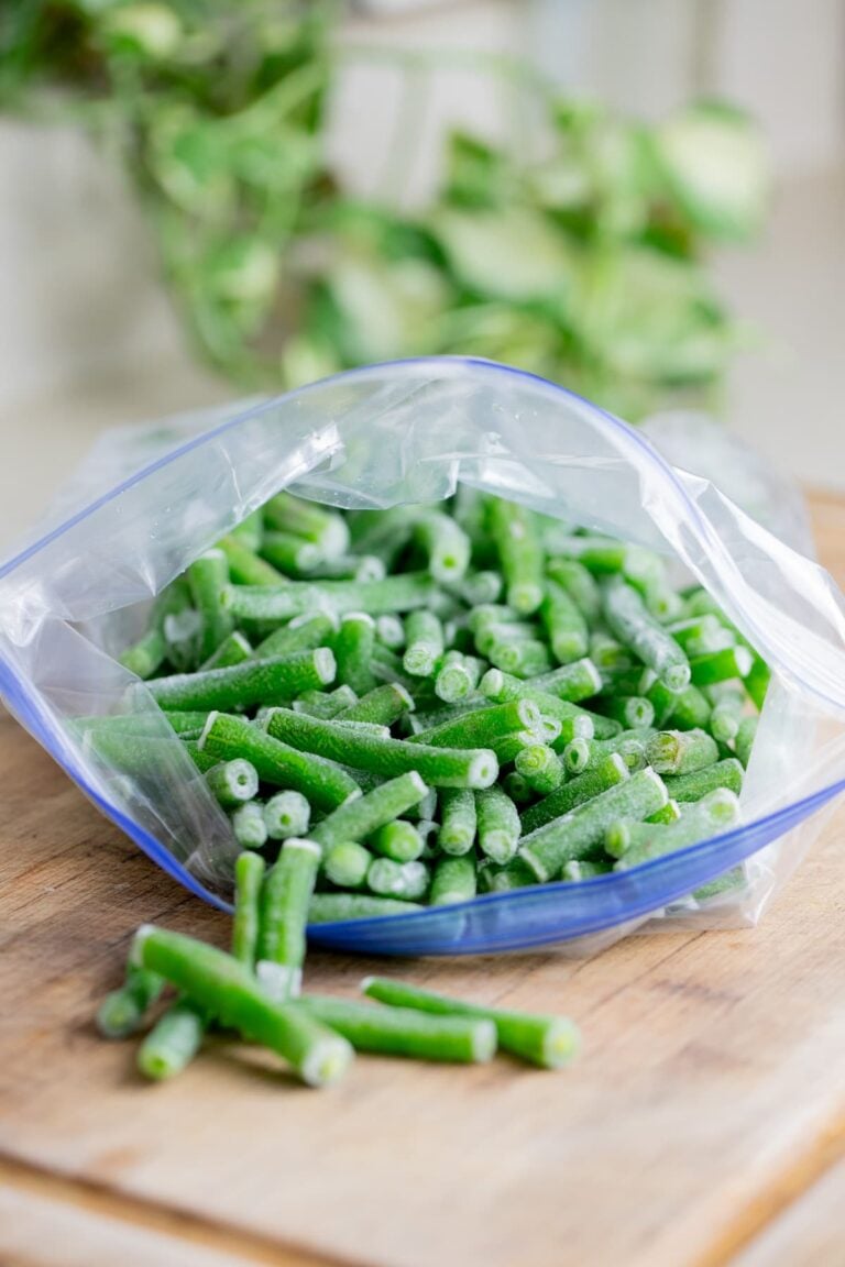 packing frozen green beans