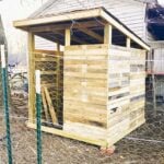 pallet wood chicken coop from the outside