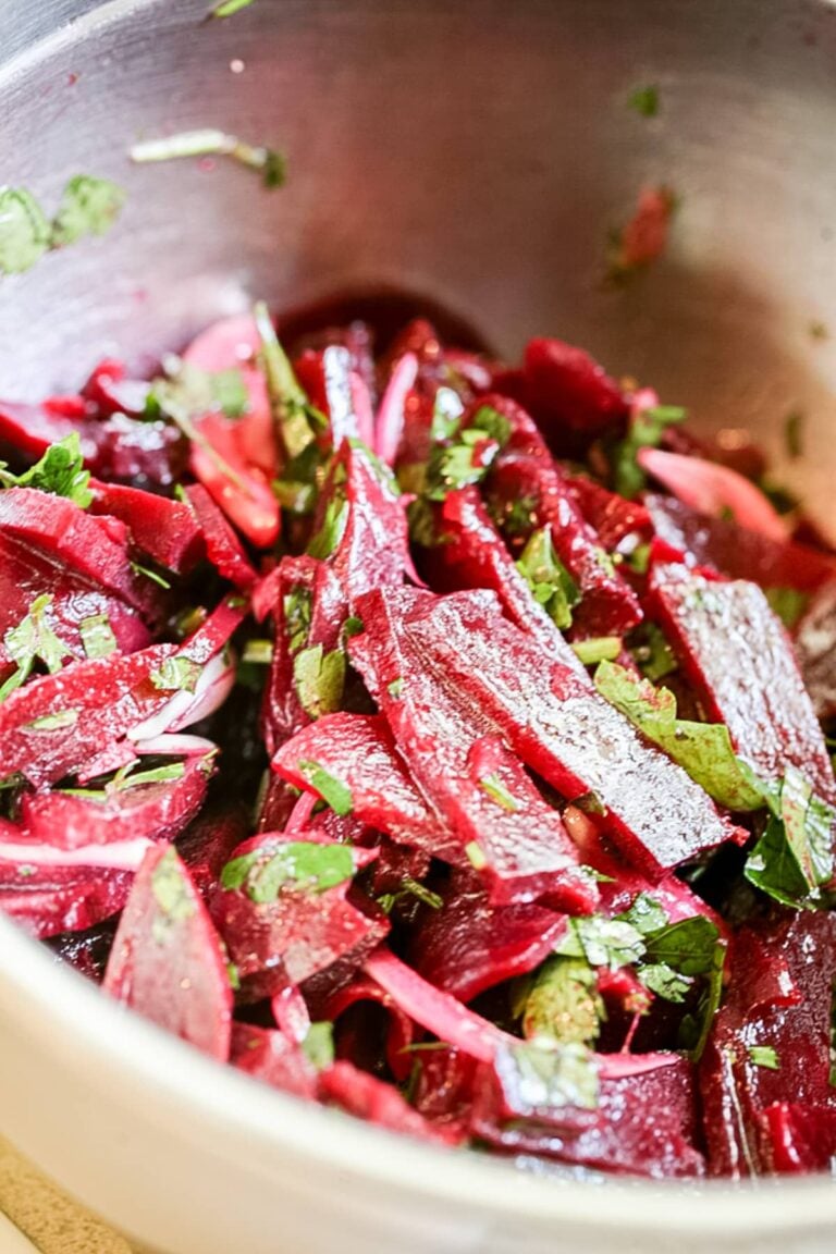 israeli beet salad ready for serving