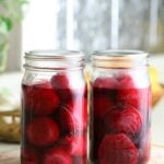 home canned beets ready for storage