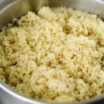 cooked bulgur wheat in a pot