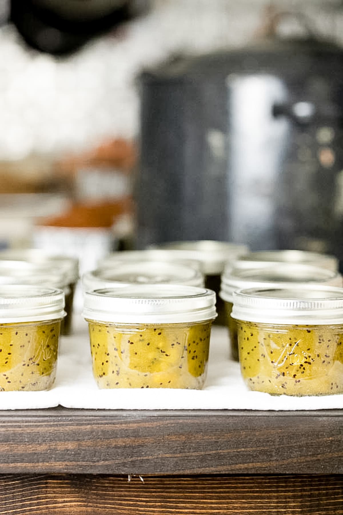 kiwi jam ready for long term storage