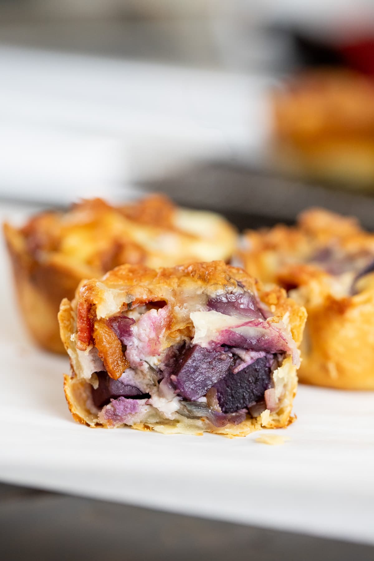 baked purple sweet potato ready for serving