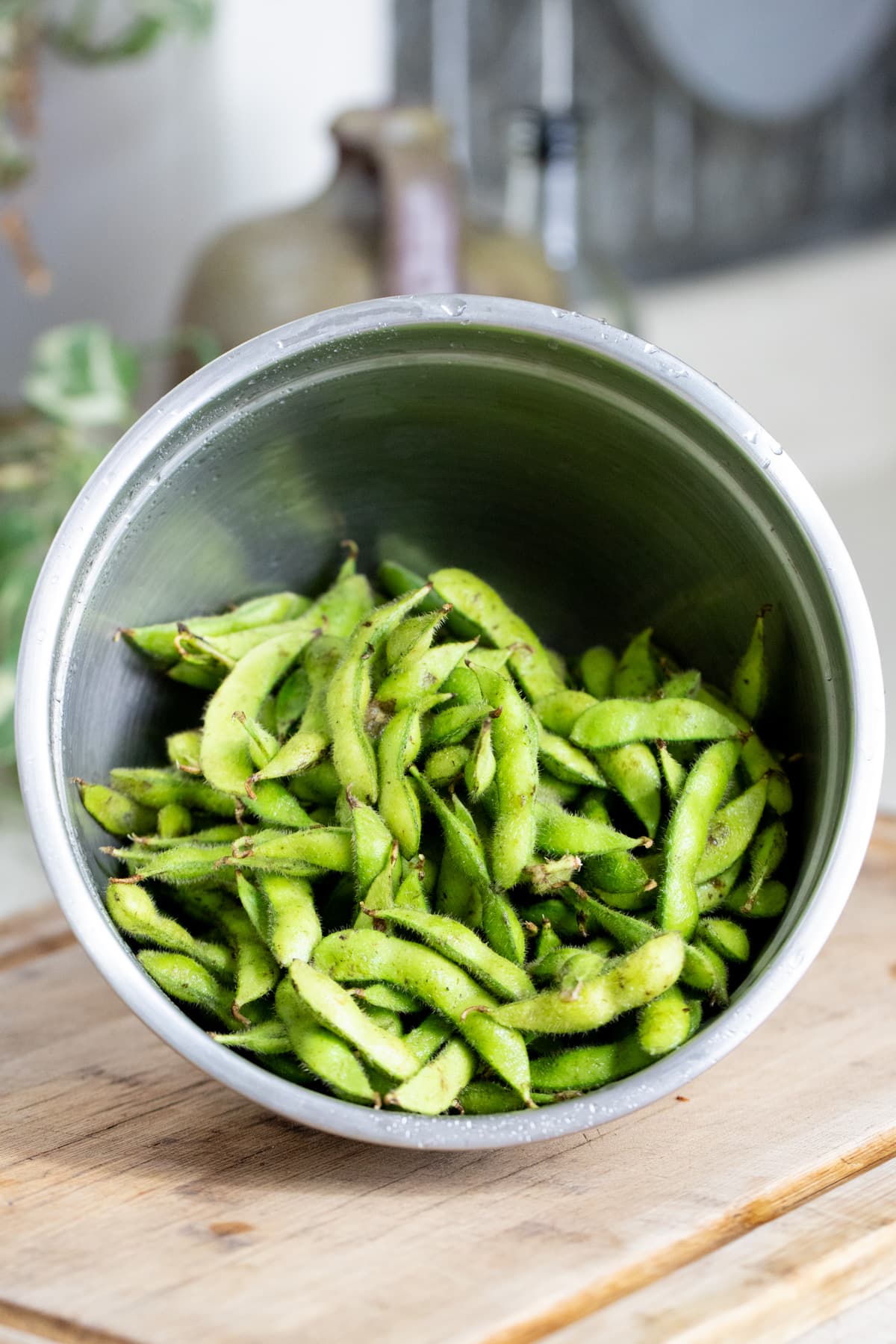 fresh soy beans in a bowl