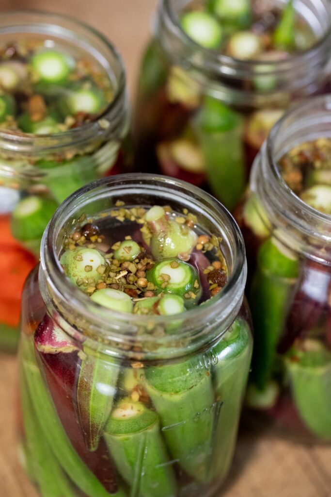 adding brine to the jar